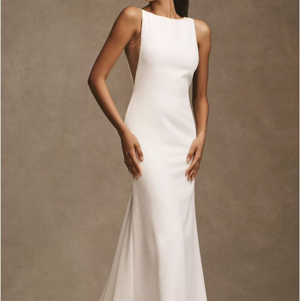 Watters Hyde Bateau-Neck Low-Back Trumpet Wedding Gown NWOT
